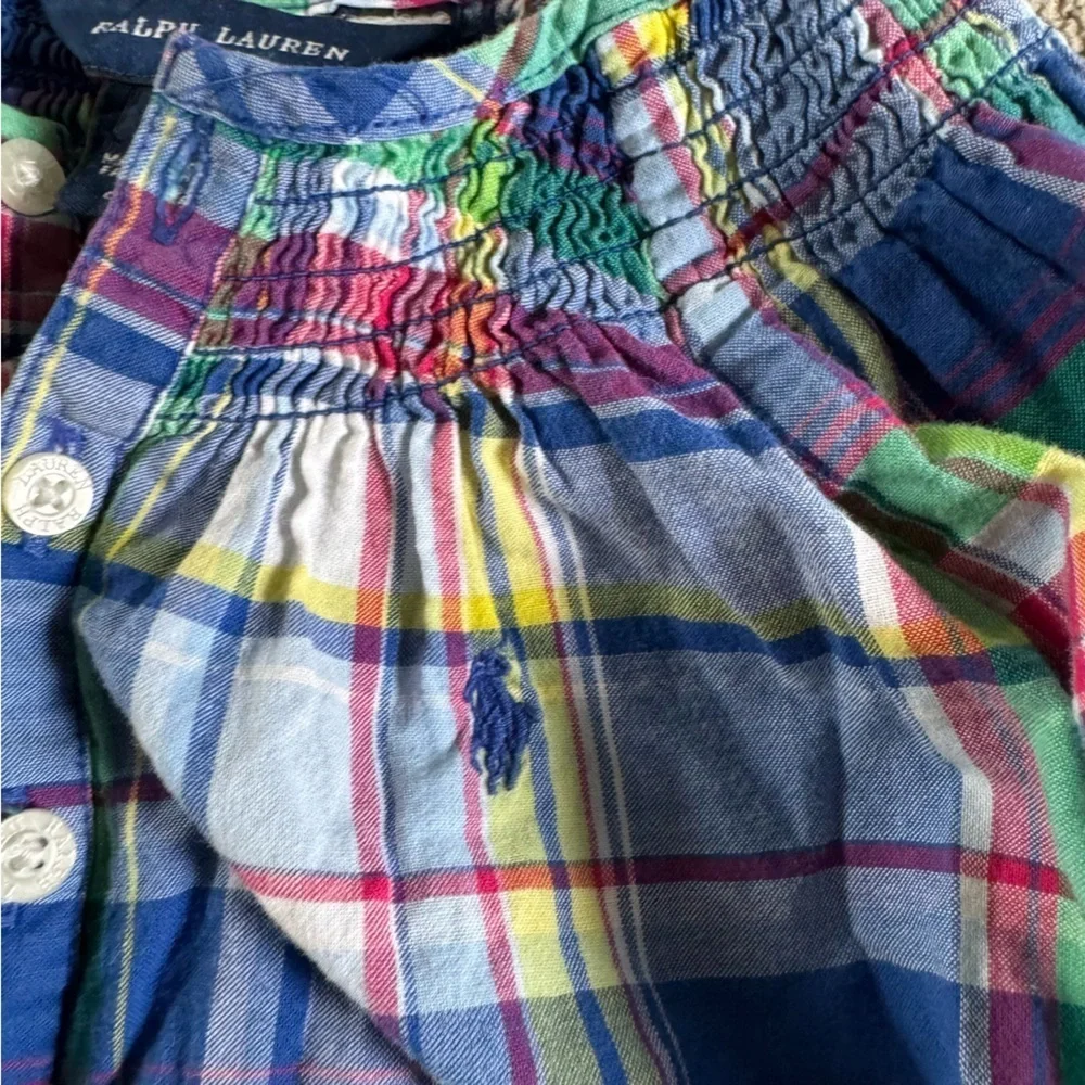 Ralph Lauren sweater cardigan button front cotton long sleeve plaid dress 3T
